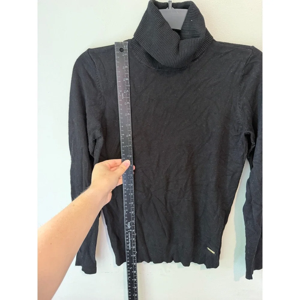 Calvin Klein Womens Black Turtleneck Rayon Blend Knit Sweater M9VS8092 Small